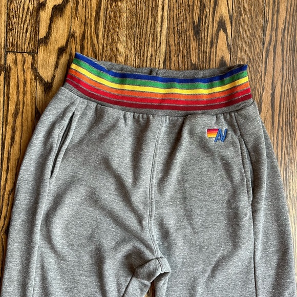 Aviator Nation Rainbow Ribbed Sweatpants Gray, Size Small - Picture 3 of 7